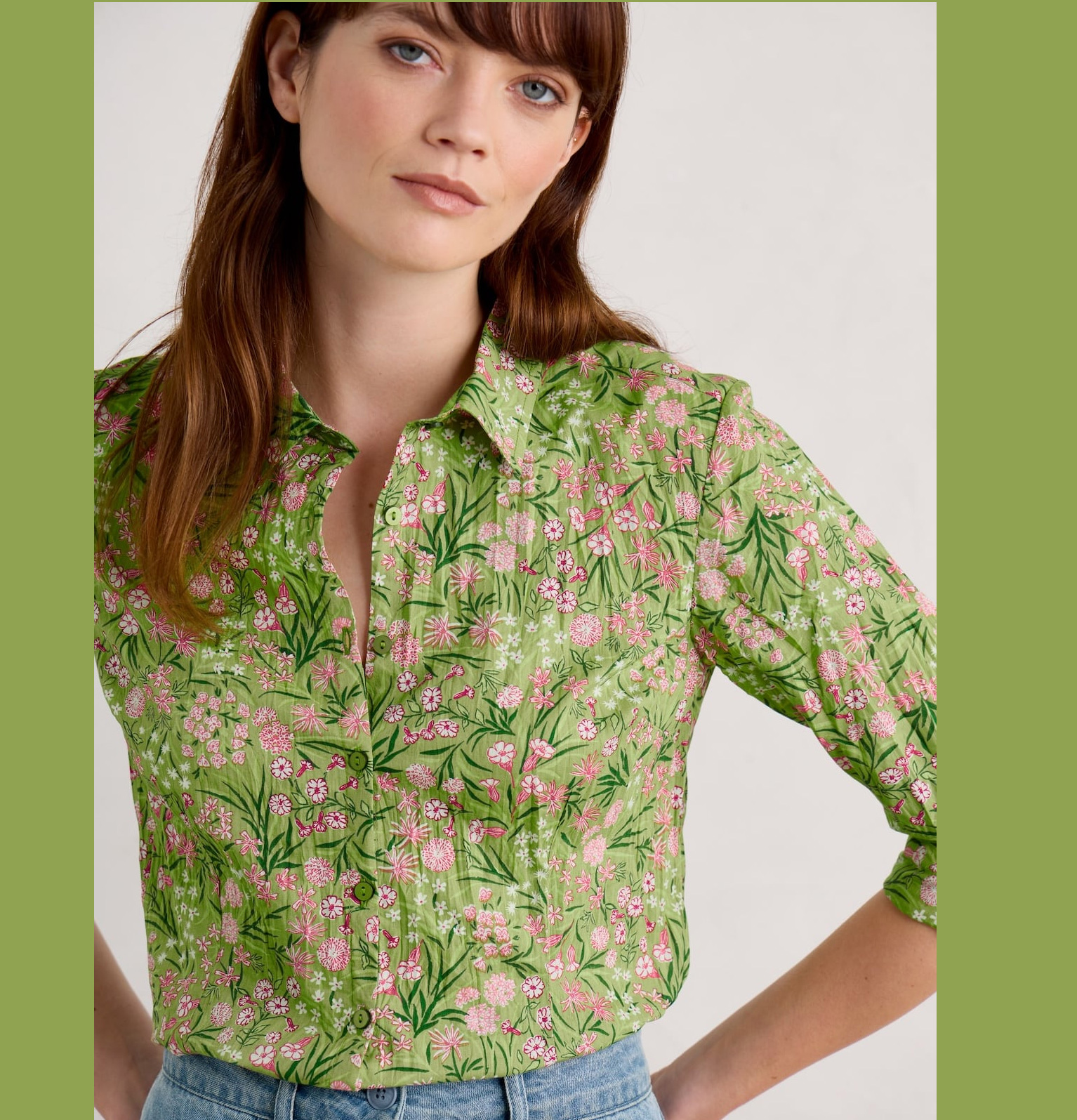 SEASALT Larissa Bluse Organic Cotton Shirt, Muster: Campion Field Dill