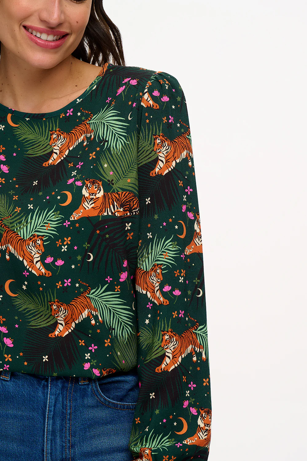 Bluse ELAINA, DARK GREEN,TIGERS & PALMS von sugarhill BRIGHTON 