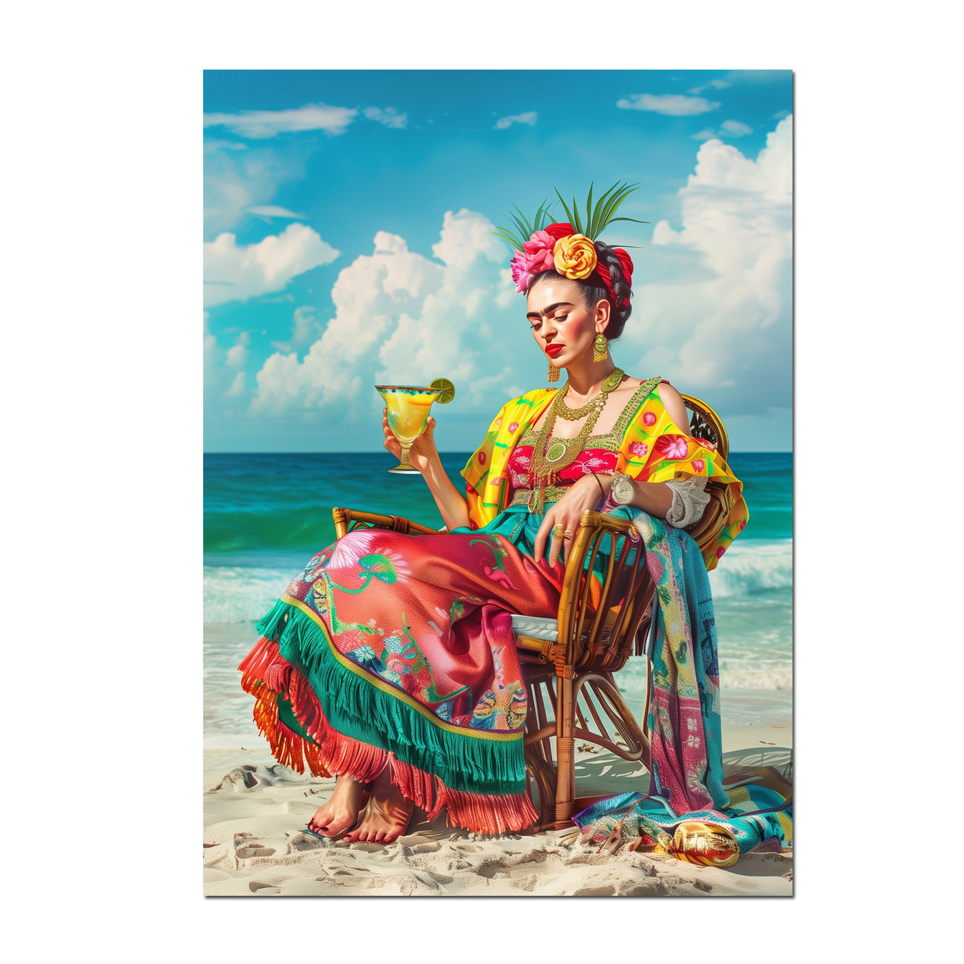 Mexico Postkarte " Mexican Woman on the beach"