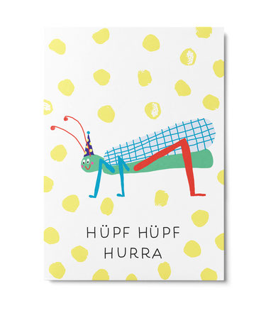 Postkarte "hüpf hüpf Hurra" von Annika Kelm, Unter Pinien  