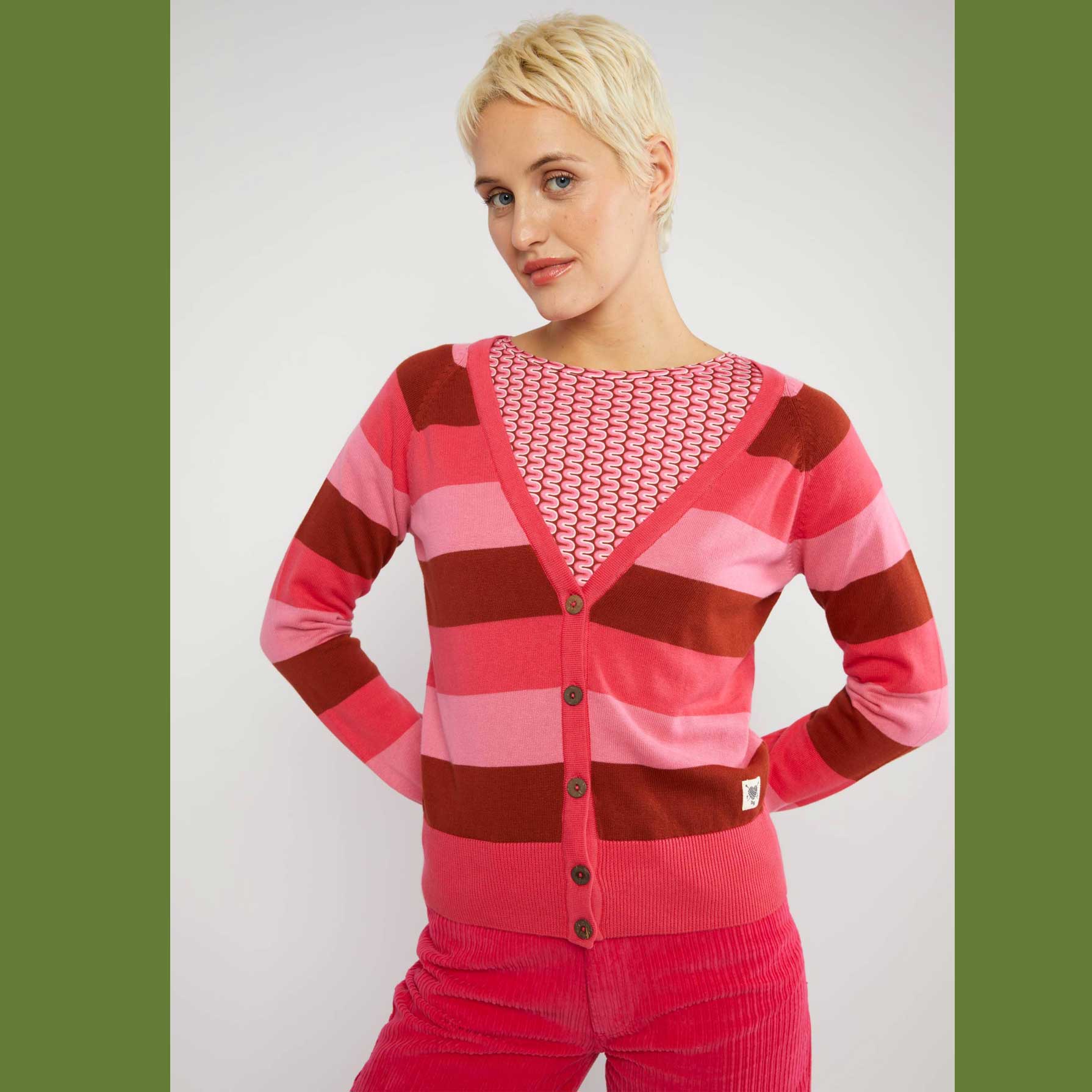 Blutsgeschwister Cardigan Bright Side of Life, Strickjacke, Muster: red flirty stripes