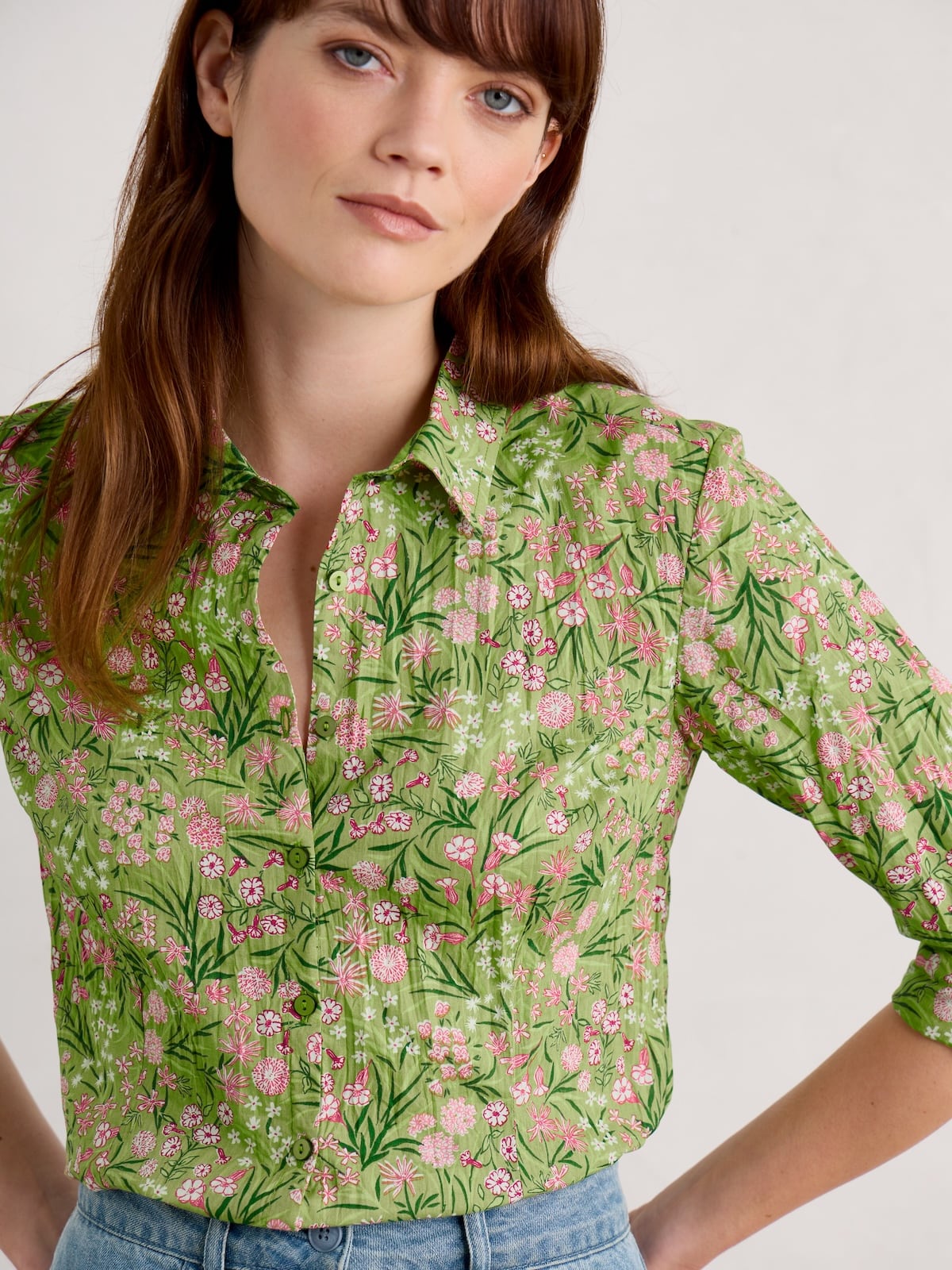 SEASALT Larissa Bluse Organic Cotton Shirt, Muster: Campion Field Dill