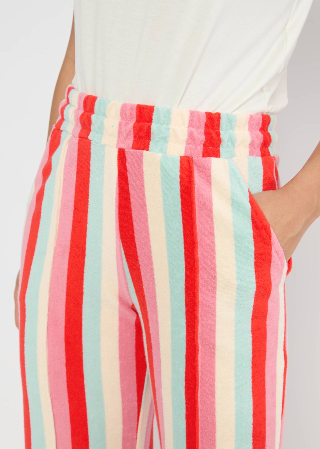 Blutsgeschwister Freizeithose Bell Bottom Beauty - candy shop stripes, Frottee