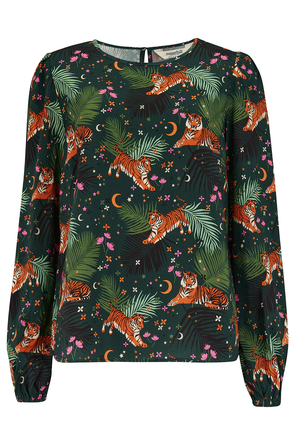 Bluse ELAINA, DARK GREEN,TIGERS & PALMS von sugarhill BRIGHTON 