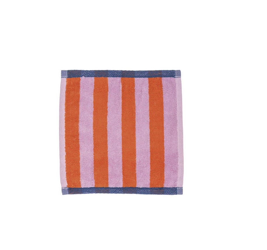 Frottee Abwaschtuch STRIPES Rosa/Orange, GOTS Organic , ca. 22 x 22 cm