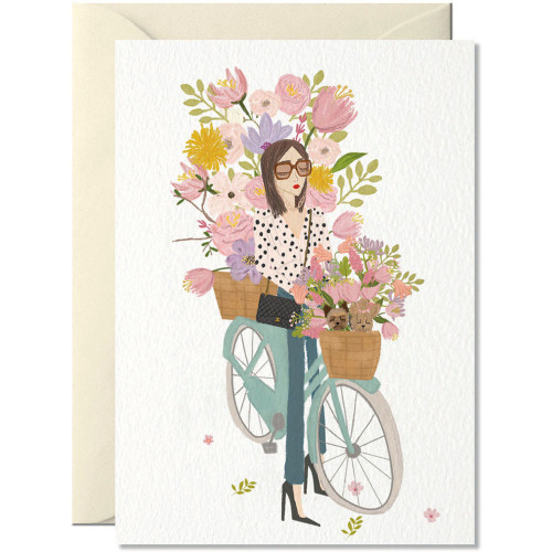 Nelly Castro Doppelkarte " Bicycle Flowers" Fahrrad