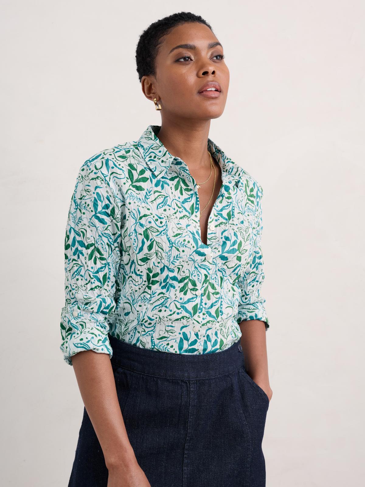 SEASALT CORNWALL Larissa Shirt-Wandering Peas Chalk