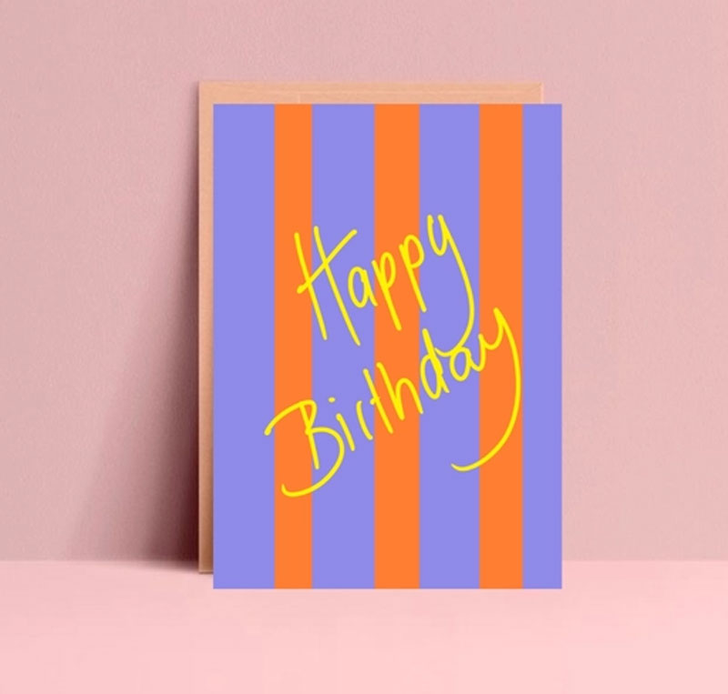 Postkarte "Happy Birthday Stripes"  von Ute Arnold  