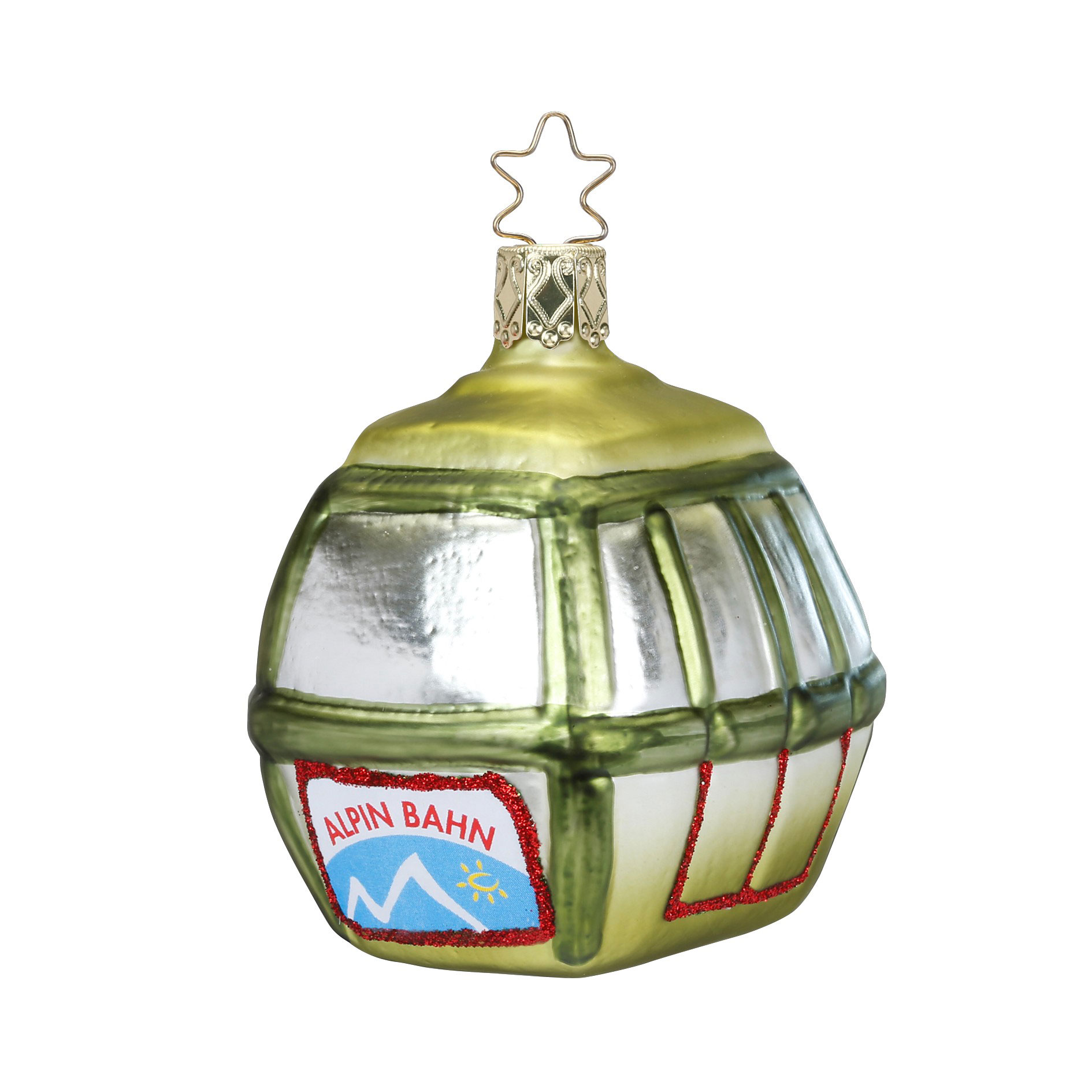 Inge Glas Gondel, Christbaumschmuck, ca.7,5 cm , Bayern, Ski