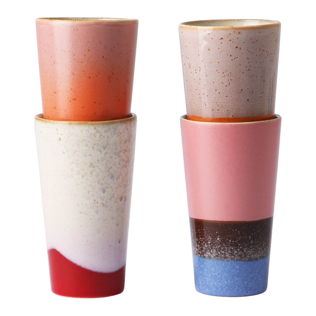 HK Living 70's Latte Becher beige-orange-rosa Siebziger Jahre Geschirr, Keramik HK Living 70's Latte Becher beige-orange-rosa Siebziger Jahre Geschirr, Keramik
