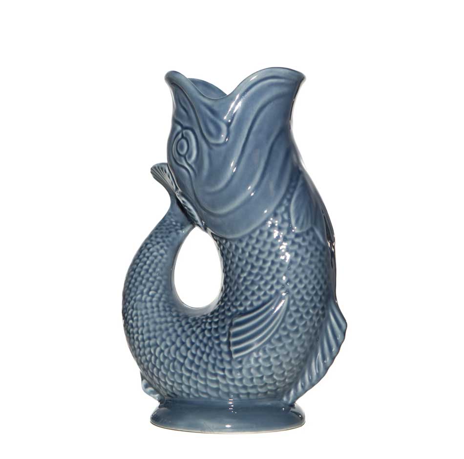 Gluckigluck  Fisch Karaffe/ Vase L Denim ca. 0,7 L, Höhe ca. 22 cm   