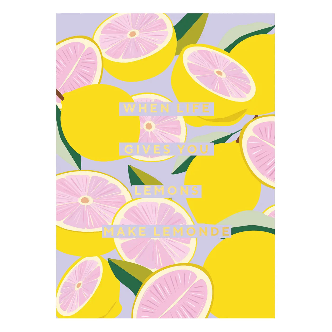 Postkarte "MAKE LEMONADE" Zitronen von timi  mit Goldprägung 