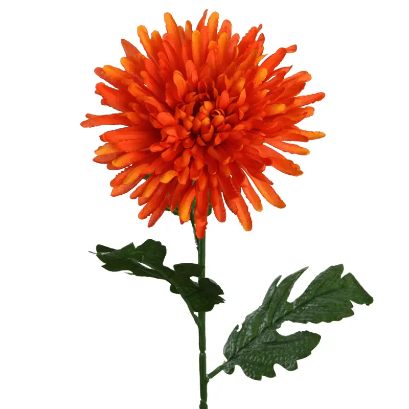 Chrysantheme 70 cm orange, Kunstblume Zweig 