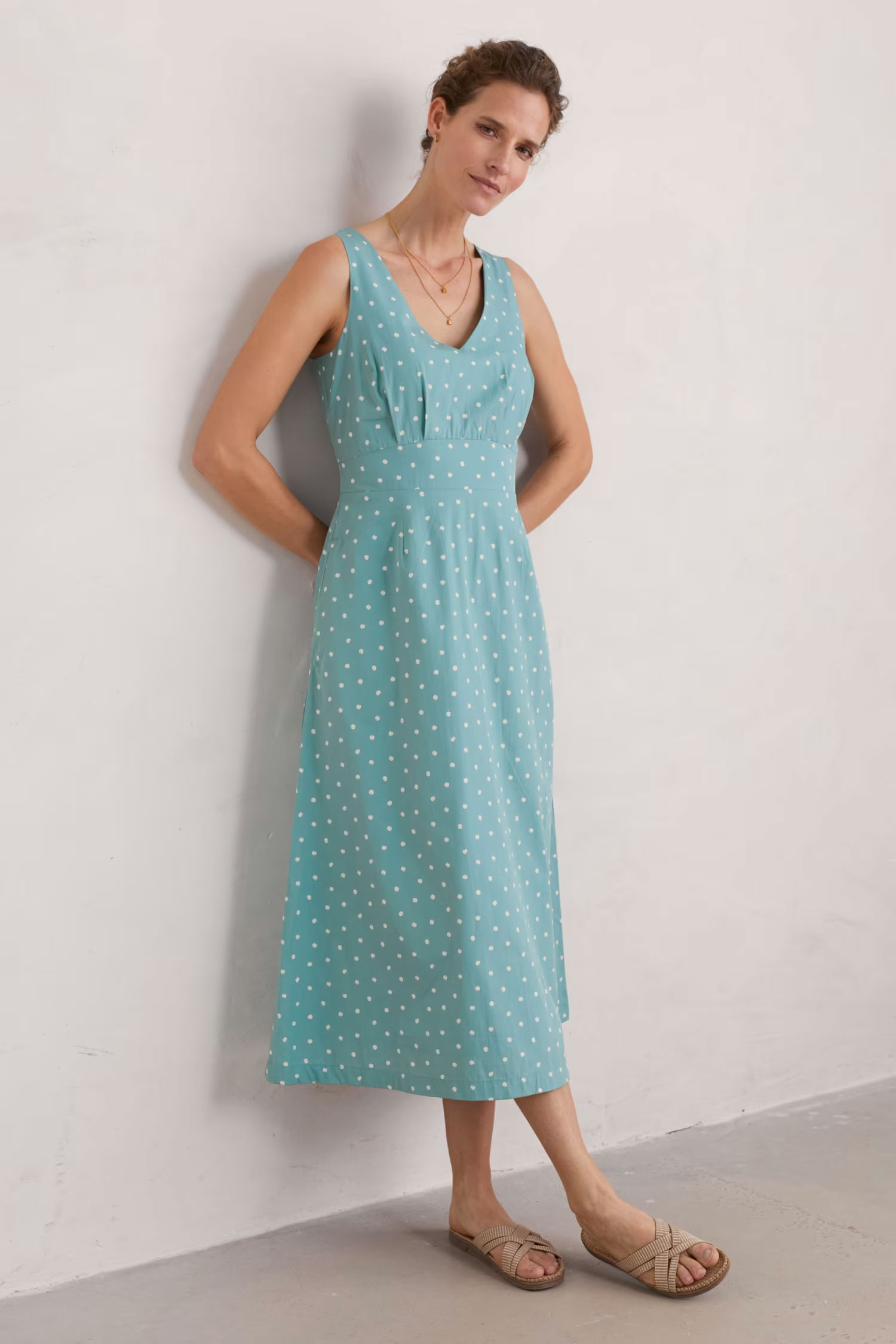 SEASALT CORNWALL Kleid Sky Beyond Sleeveless V-Neck Dress, Little Sponge Spot Tidepool