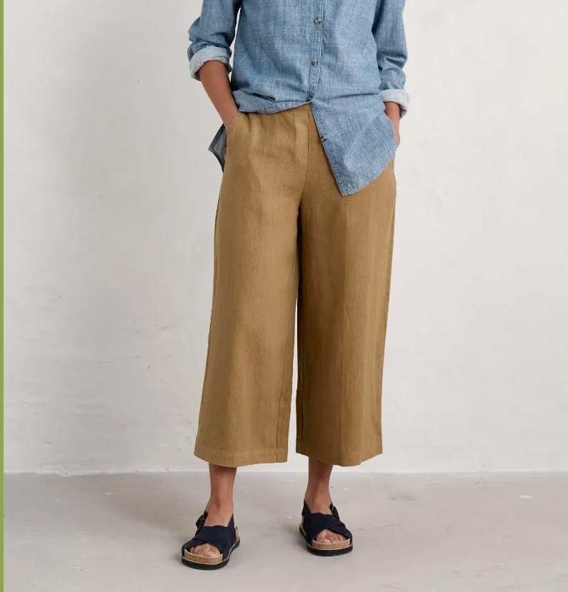 SEASALT, Merrivale Linen Culottes, Culotte Hose, Frabe: Sand Dune, 100% Leinen 