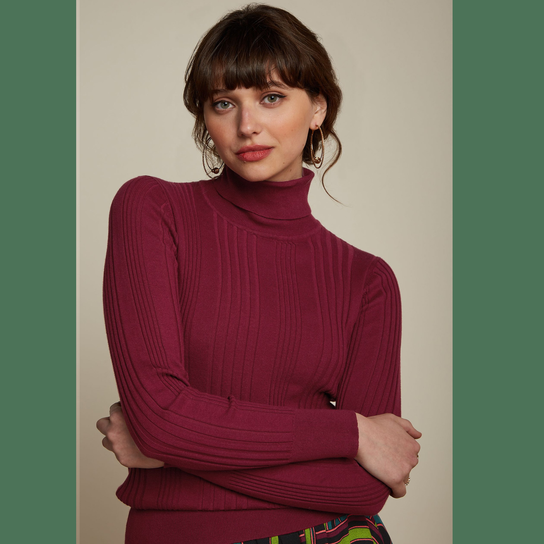 King Louie Rib Rollneck Top Club, Pullover, Farbe: Cabernet Red