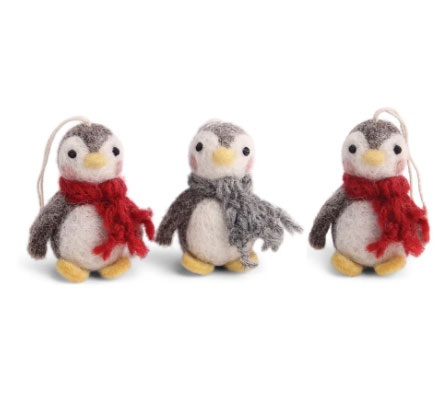 Gry & Sif Kleine Pinguine im 3er Set aus Filz zum Hängen, Baby Penguin Classic - set of 3