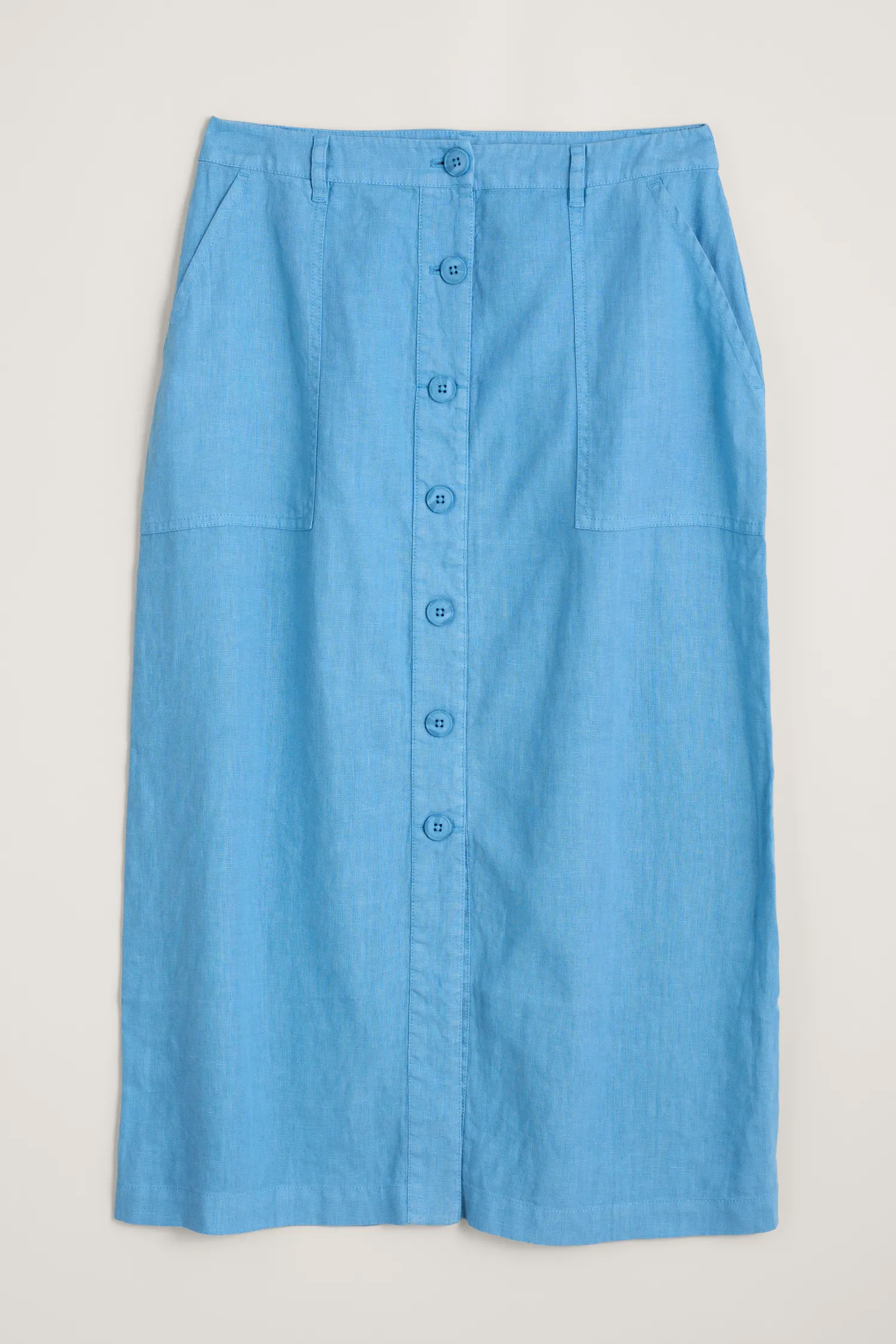 SEASALT Rock Rosewell Farm Linen Midi Skirt, Sea Blue