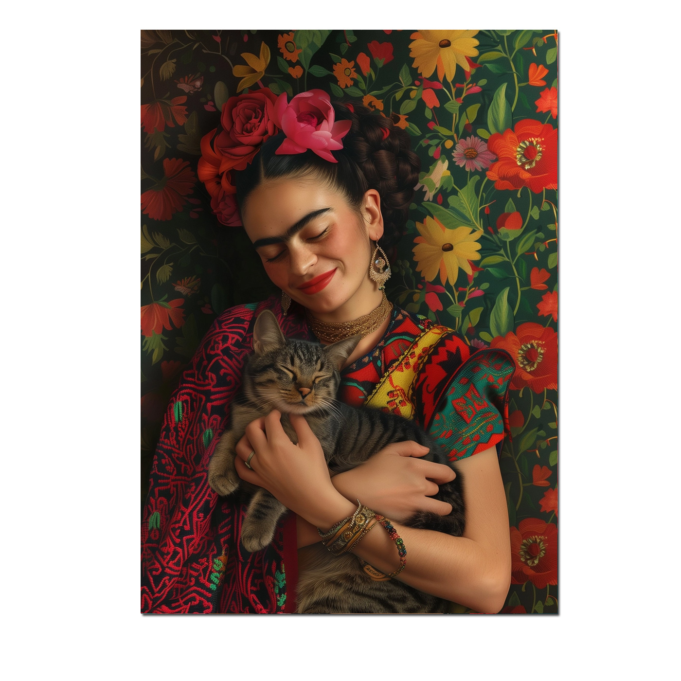 Mexico Postkarte " Mexican Woman with Cat" Katze