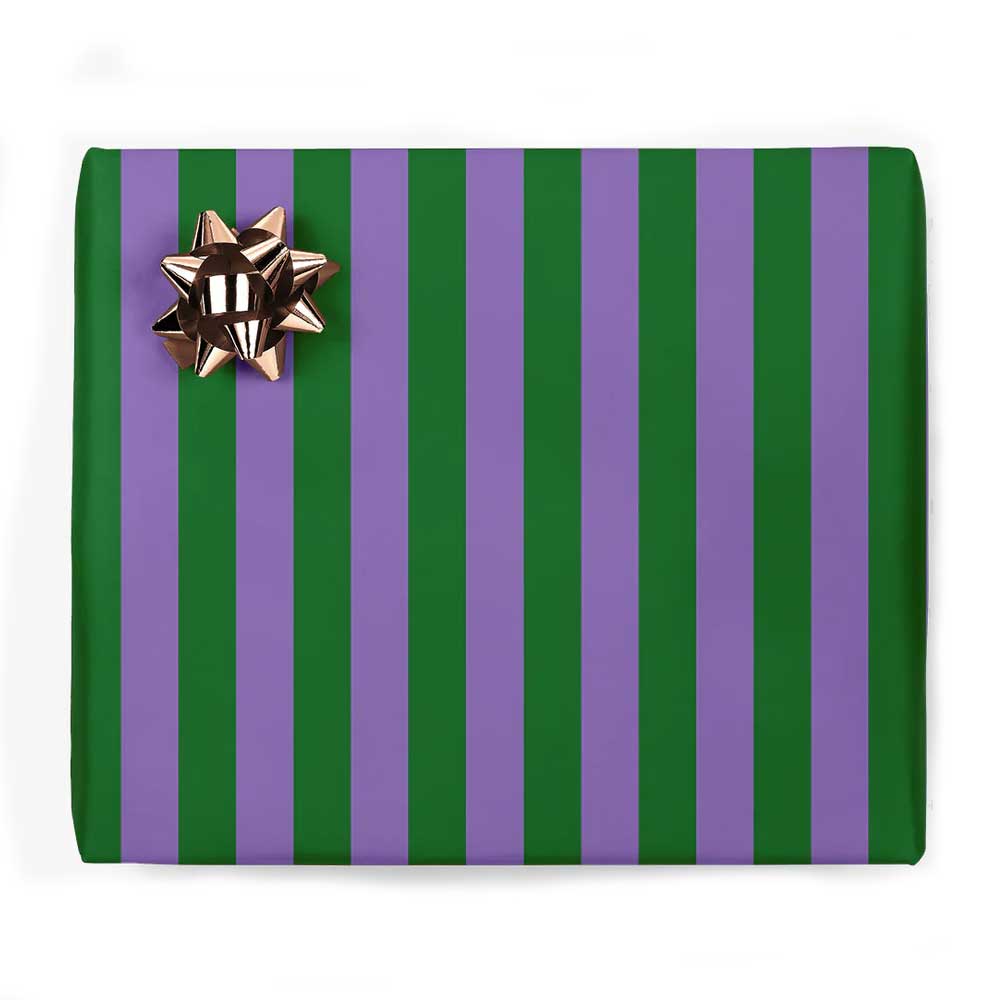 Geschenkpapier Streifen Grün Violett, ca. 50 x 70 cm