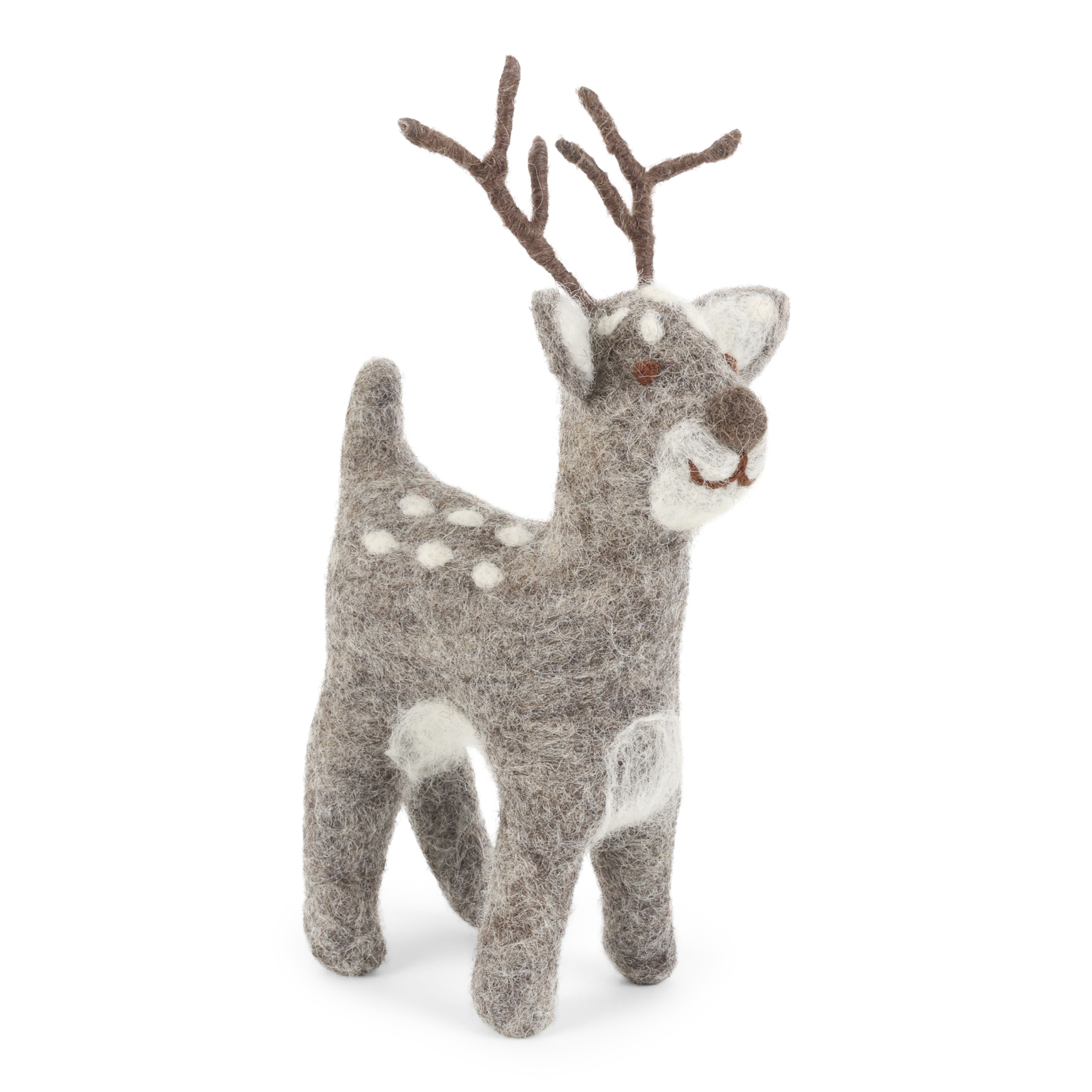 Gry & Sif Grauer Hirsch  aus Filz zum Stellen, Cute Grey Deer - Big, ca. 17cm