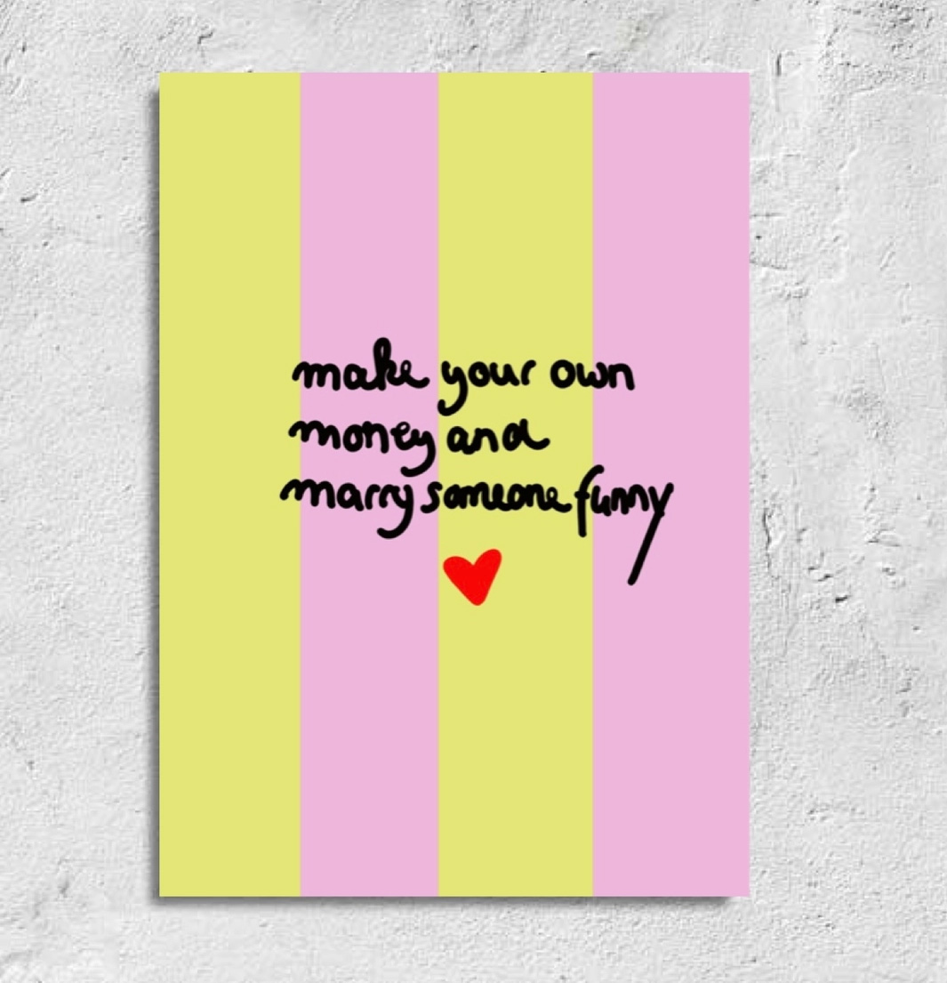 Postkarte "Marry someone funny "  von Ute Arnold 