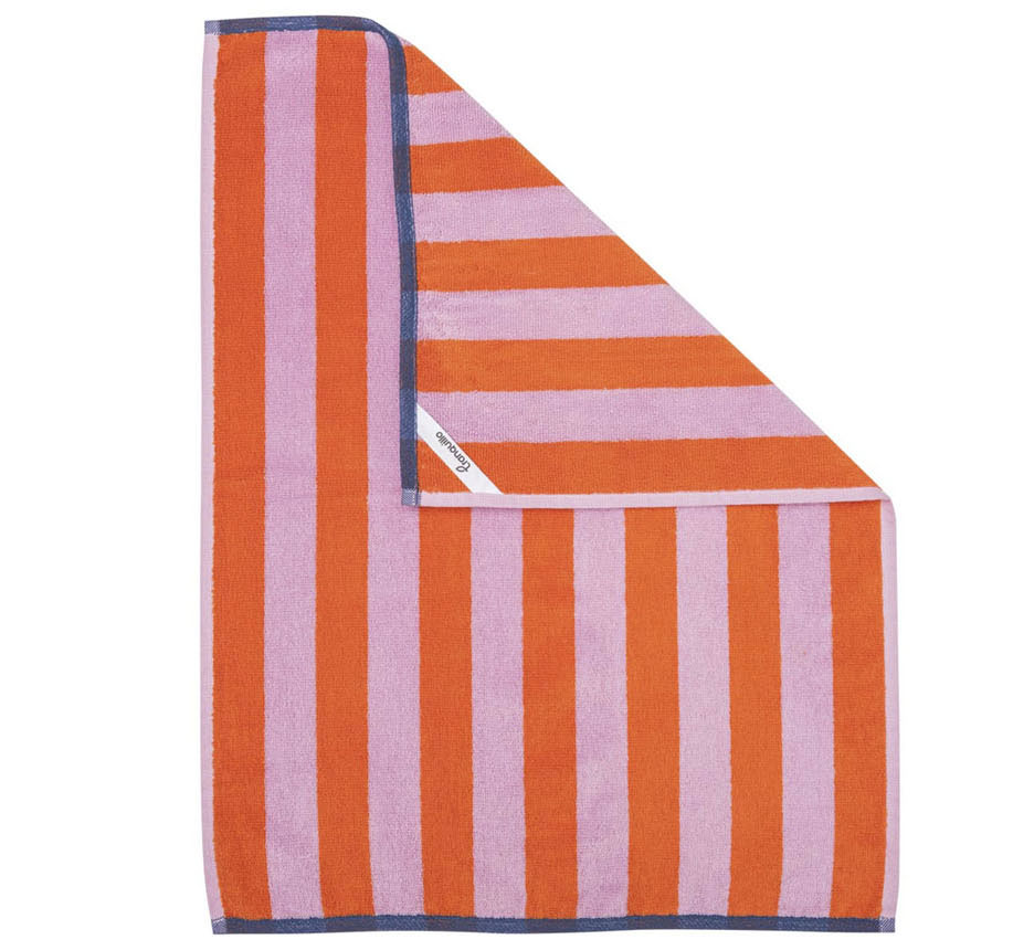 Frottee Geschirrtuch STRIPES Rosa/Orange, GOTS Organic 