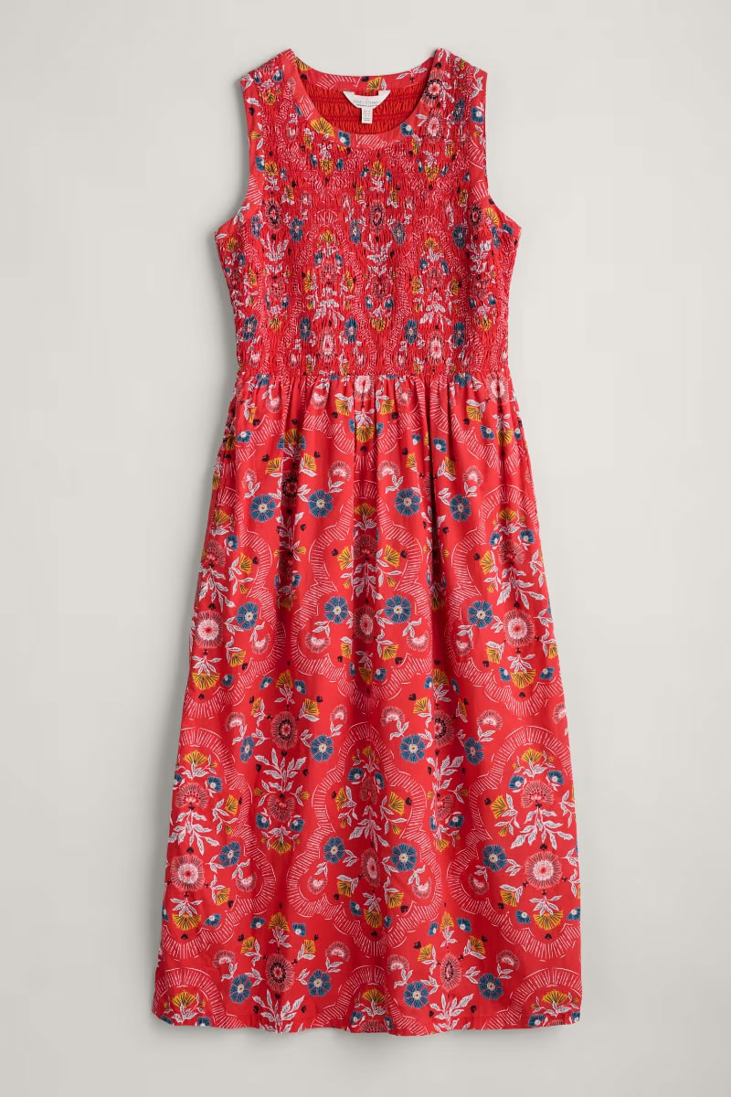 SEASALT CORNWALL Kleid Sleeveless Meadowsweet Dress, Meadow Border Tomato