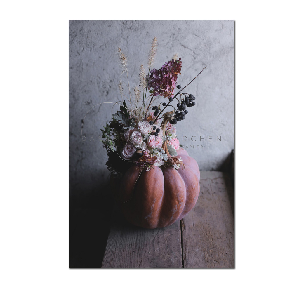 Das Blumenmädchen Postkarte "flowering pumpkin Nr. 3" Herbst, Kürbis  