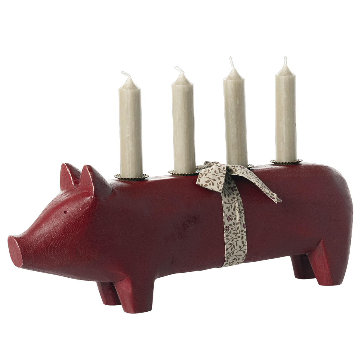 Maileg Holzschwein Advent rot, Kerzenständer für 4 Kerzen, ca. 11 x 38 cm