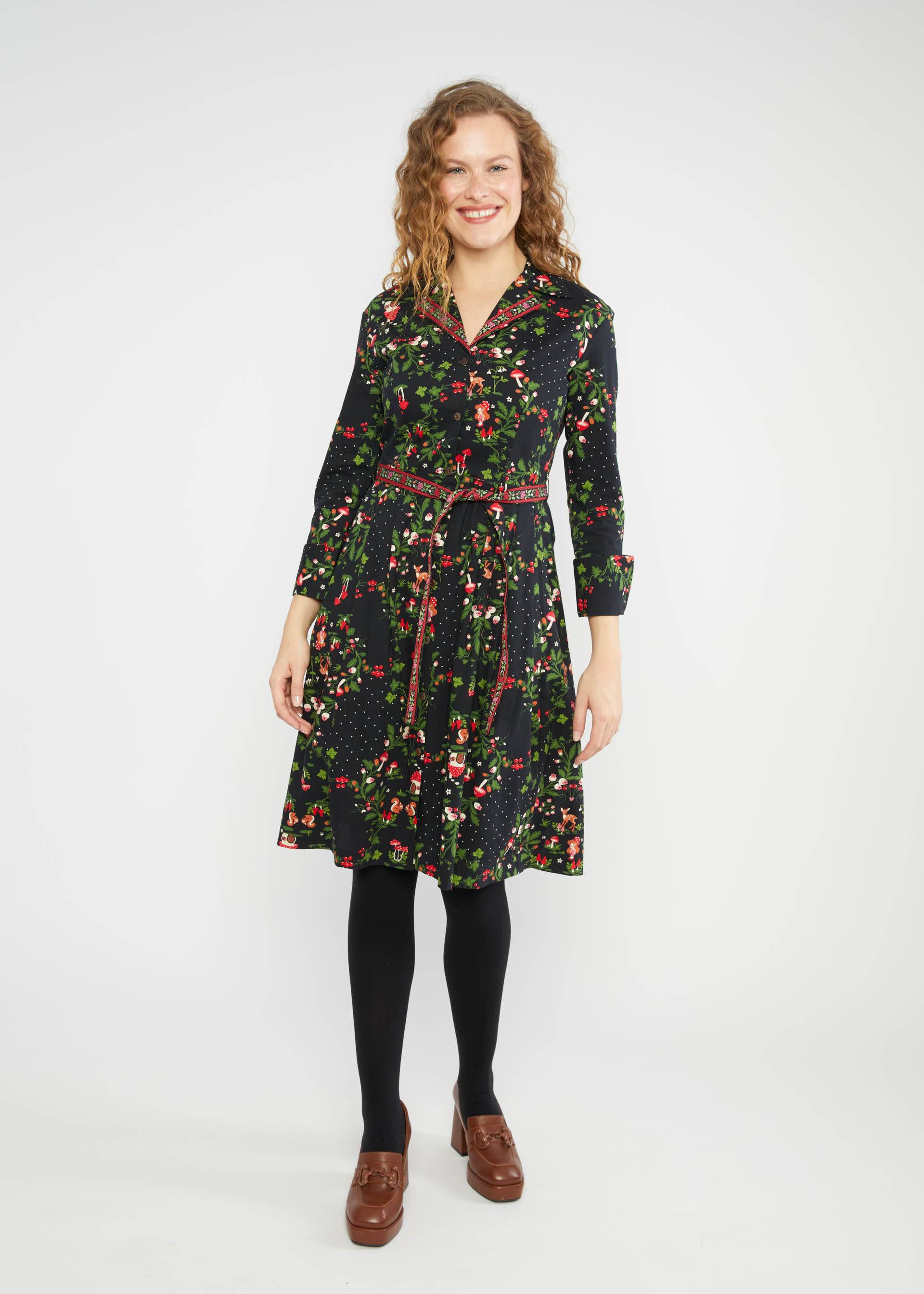 Blutsgeschwister Blusenkleid Zauberknopf und Kragen, Muster:  homely mushroom