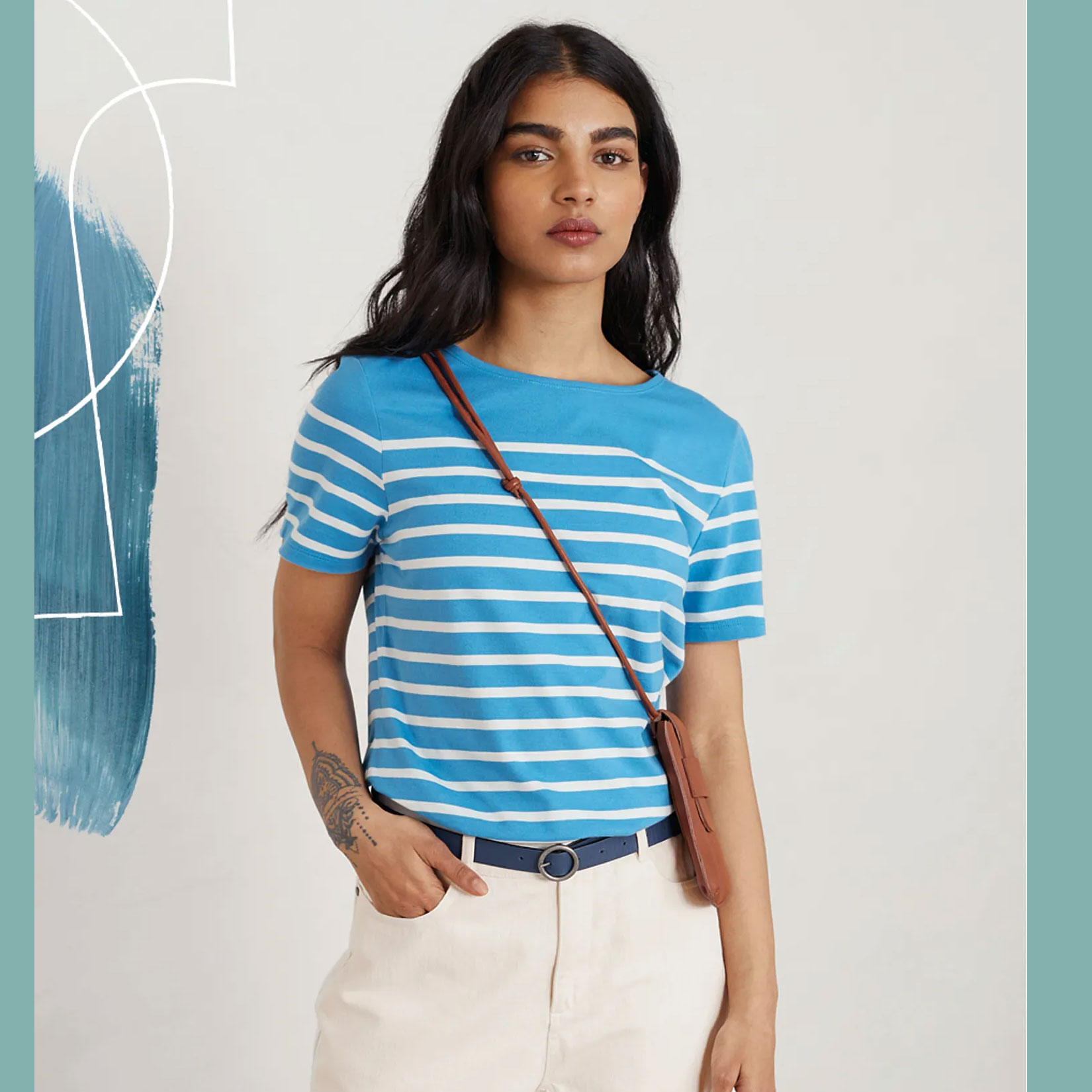 Seasalt Sailor T-Shirt-Falmouth Breton Paddle Chalk Seasalt Sailor T-Shirt-Falmouth Breton Paddle Chalk