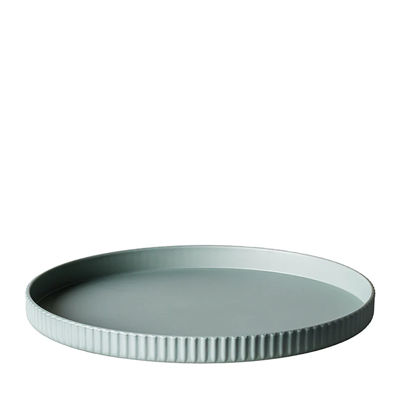 bioloco Nachhaltiger Kunststoff Teller aus PLA - 25 x 2 cm - Großer Teller deluxe - sage