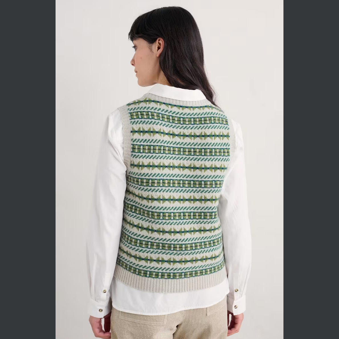 SEASALT CORNWALL Pullunder Lemon Porch Fair Isle Knitted Vest