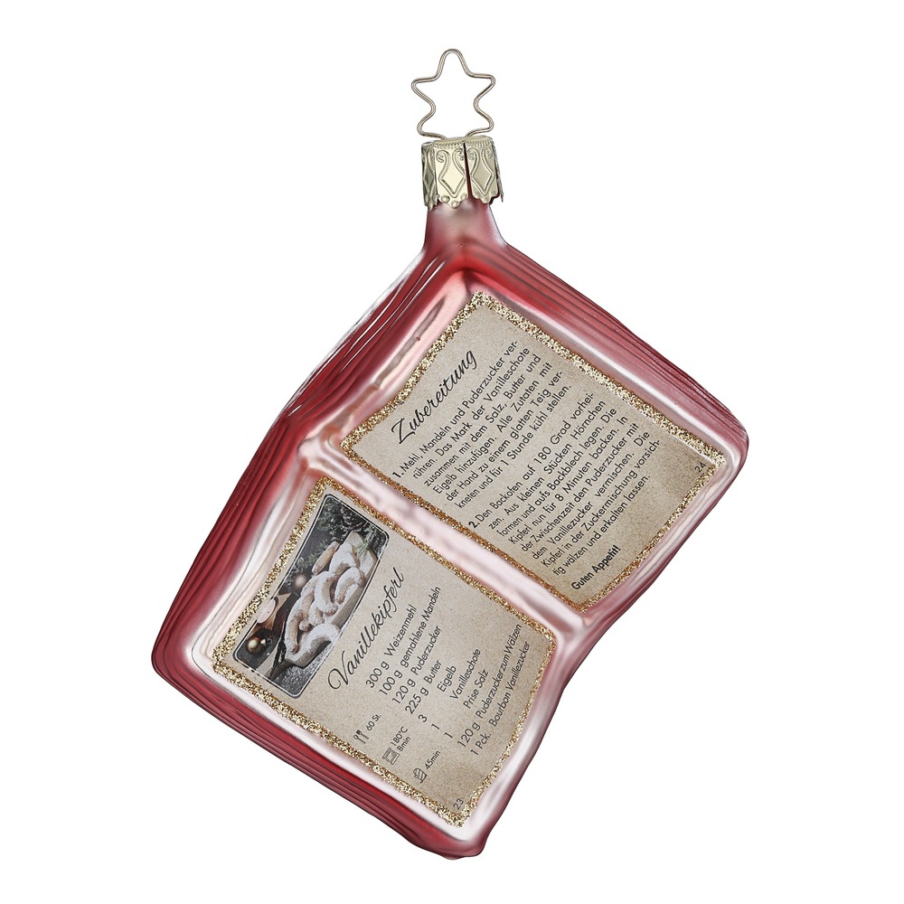 Inge Glas "Omas Backrezepte", Weihnachtskugel Backbuch, ca. 11 cm, Glas, Weihnachtsbäckerei