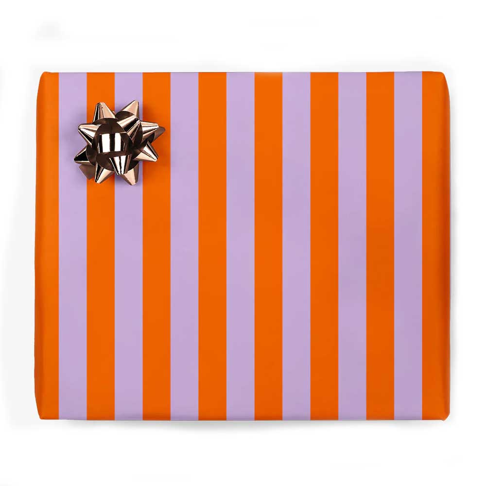 Geschenkpapier Streifen Orange Flieder, ca. 50 x 70 cm 