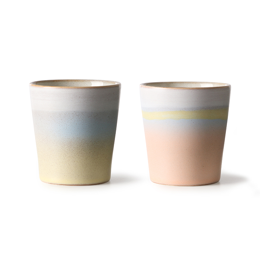 HKliving 70's Kaffee Becher Special, horizon 2er set Siebziger Jahre Geschirr, Keramik HKliving 70's Kaffee Becher Special, horizon 2er set Siebziger Jahre Geschirr, Keramik