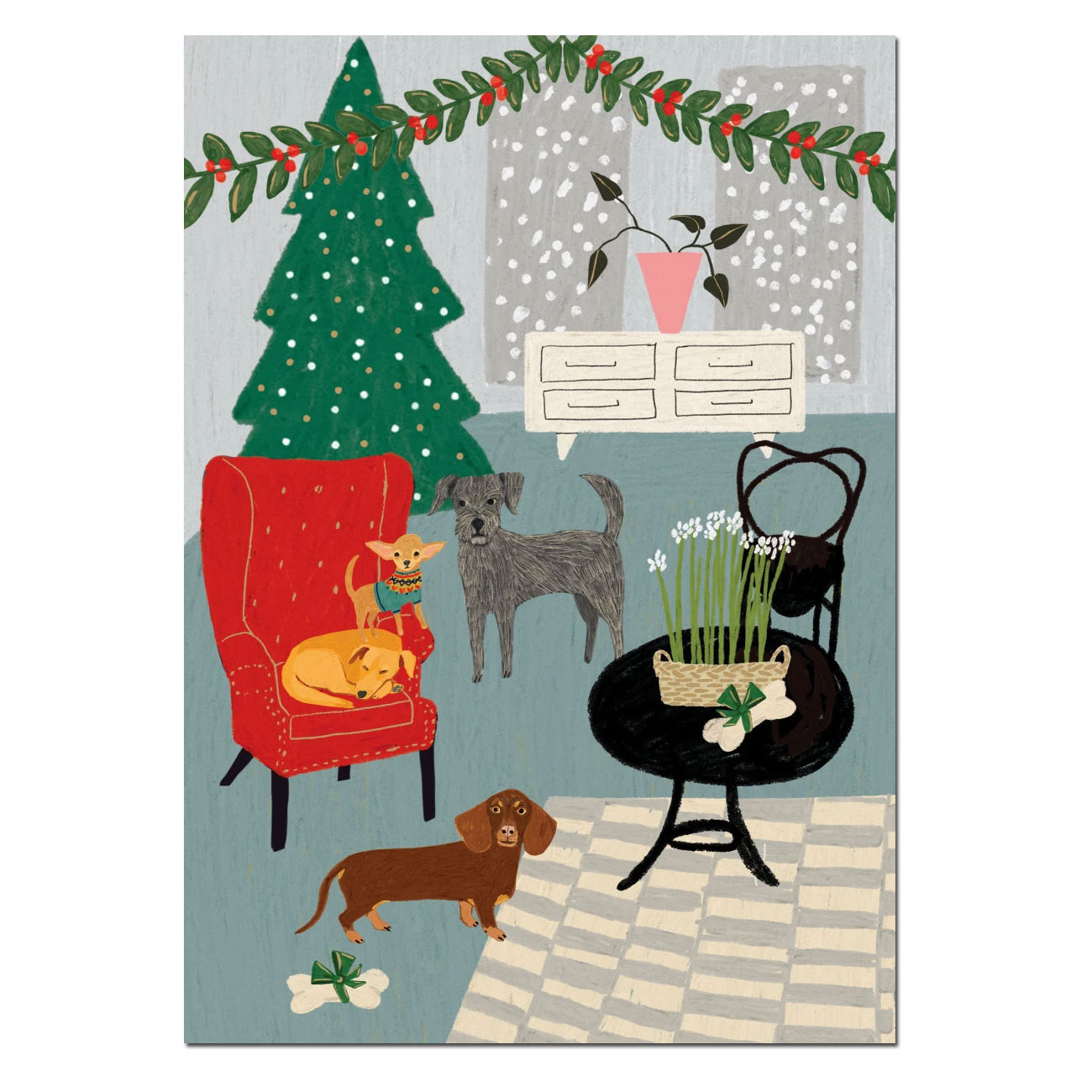Roger la Borde Doppelkarte &quot;Dogs CHRISTMAS&quot; , Hund, Hunde Weihnachtskarte