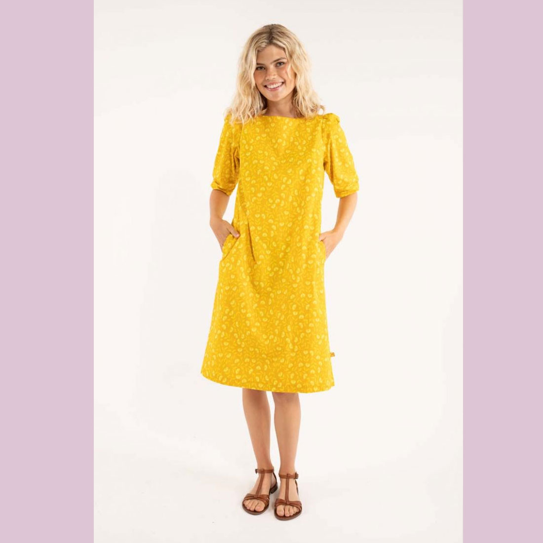 Danefae Kleid Dal Dress Mellow Yellow FLEURIE, Gelb Danefae Kleid Dal Dress Mellow Yellow FLEURIE, Gelb