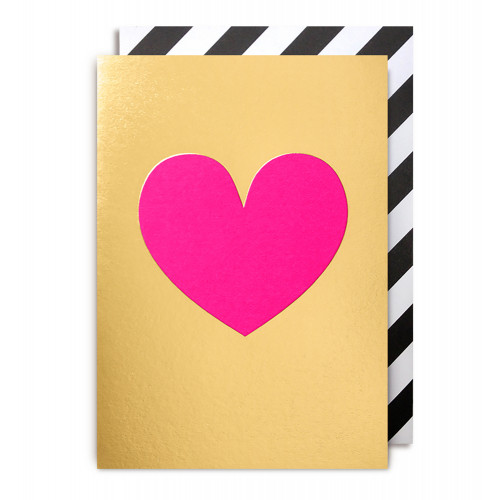 Doppelkarte " Pink Heart " von POSTCO, gold glänzend