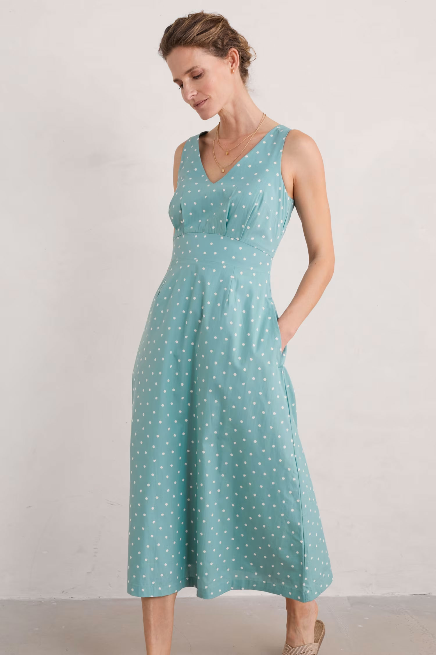 SEASALT CORNWALL Kleid Sky Beyond Sleeveless V-Neck Dress, Little Sponge Spot Tidepool