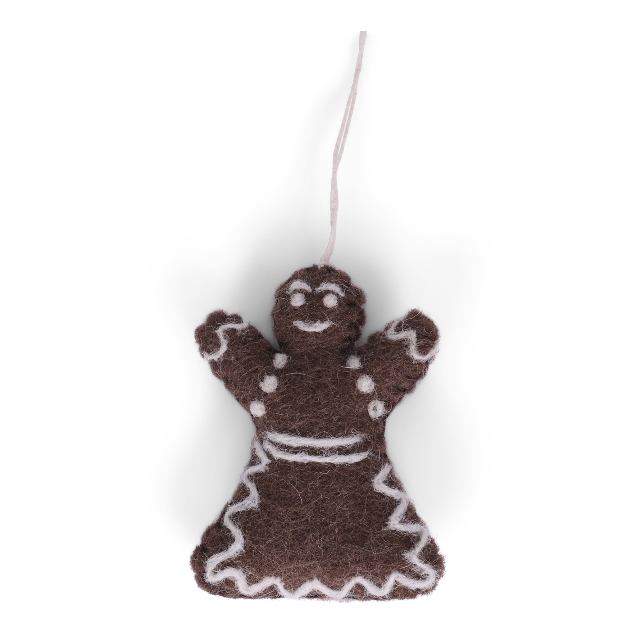 Gry & Sif Weihnachtsanhänger Gingerbread Woman aus Filz, Lebkuchenfrau, ca. 8 x 5,5 cm  