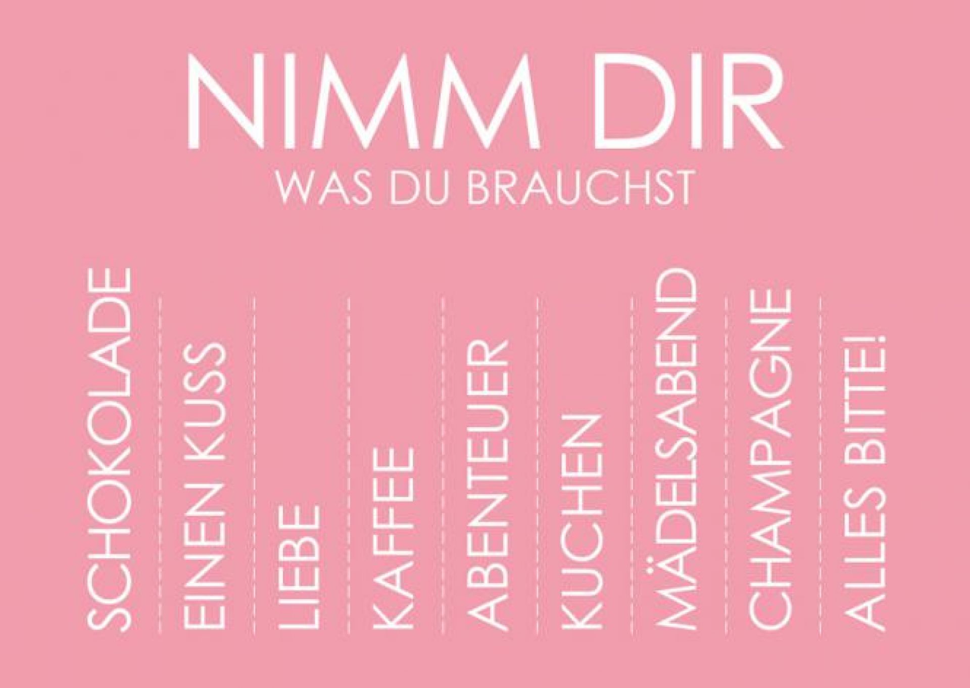 Wunderwort Postkarte Nimm Dir Was Du Brauchst Pink 5236